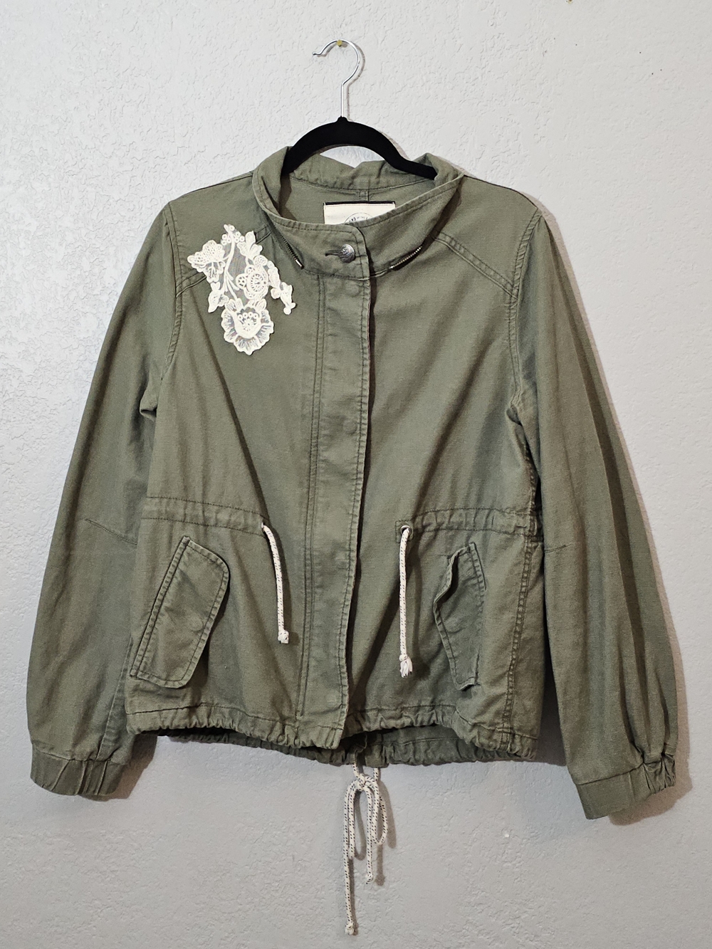 Anthropologie/Daughters Of The Liberation Olive Green Utility Jacket Women Large - Picture 2 of 11